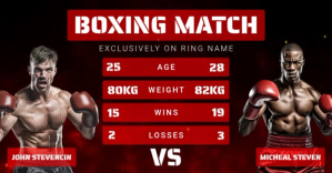 Black Maximalist Boxing Match Facebook Shared Image template