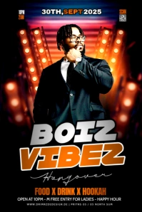 Black Maximalist Boys Vibes Party Banner 4' × 6' template