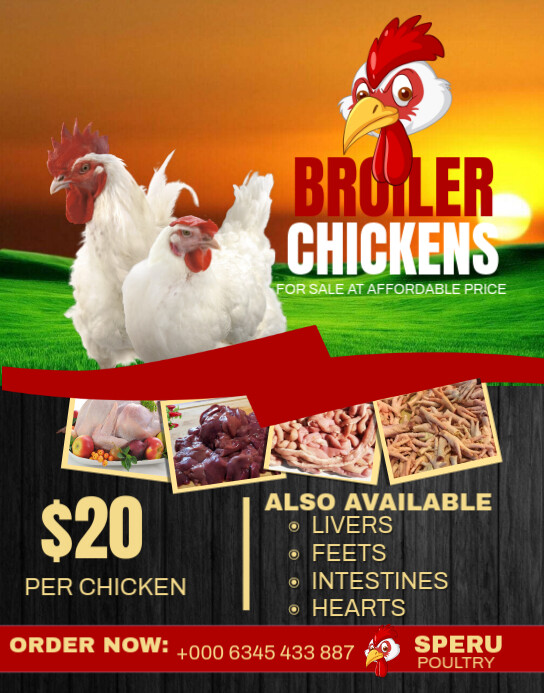 Broilers Flyer Design Black Maximalist Broiler Chicken Poster/wallboard Template | PosterMyWall