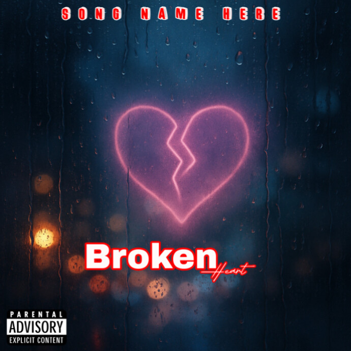 Black Maximalist Broken Heart In The Rain Album Cover template