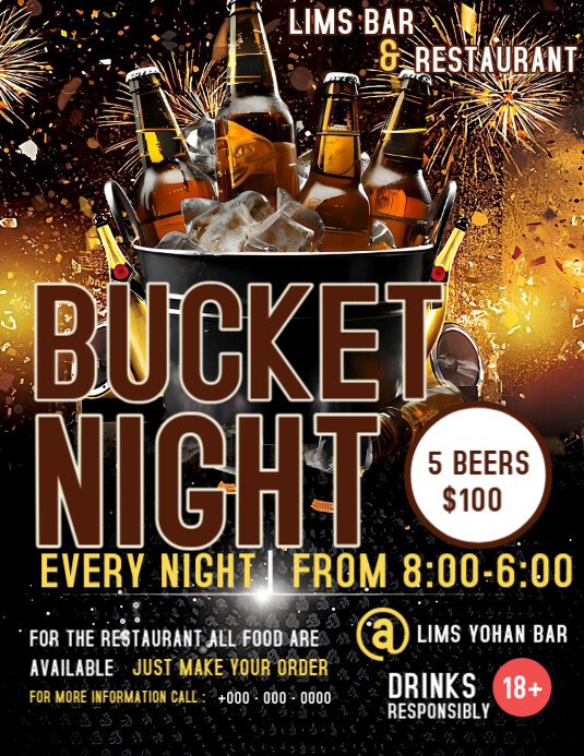 Bucket Collection Flyer Black Maximalist Bucket Night Poster/ Bucket Night Event Flyer (us ...