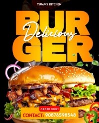 Black Maximalist Burger Promo Video Template  Instagram Portrait