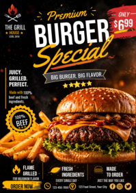 Black Maximalist Burger Promotion A2 template