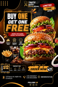 Black Maximalist Burger Promotion Poster template