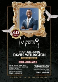 Black Maximalist Burial Invitation Template A4