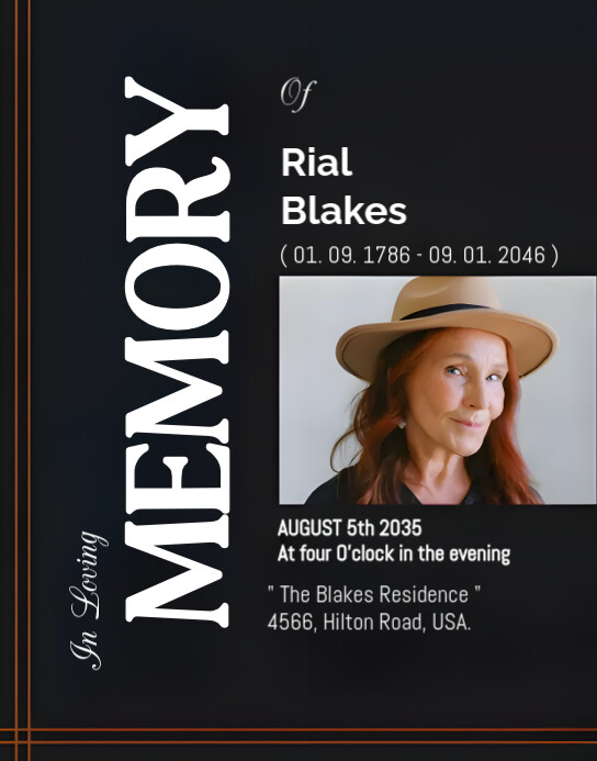 Black Maximalist Burial Invite Poster/wallboard Cartaz/placa template