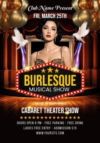 Black Maximalist Burlesque Musical Show Flyer Template A5
