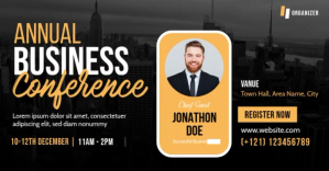 Black Black Maximalist Business Conference Facebook Shared Image Изображение, которым поделились на Facebook Template