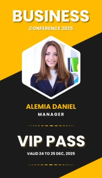 Black Maximalist Business Conference Vip Pass นามบัตร template