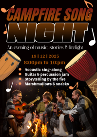 Black Maximalist Campfire Song Night  A3 template