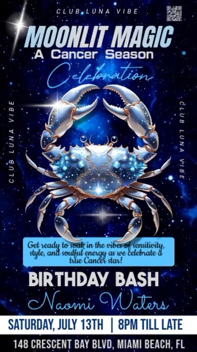 Black Maximalist Cancer Zodiac Birthday Instagram Story template