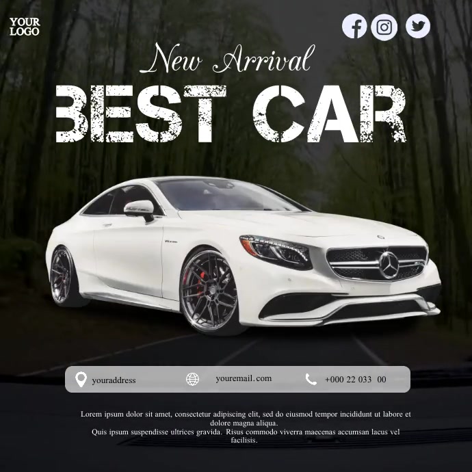 Black Maximalist Car For Rent Instagram Post Template | PosterMyWall