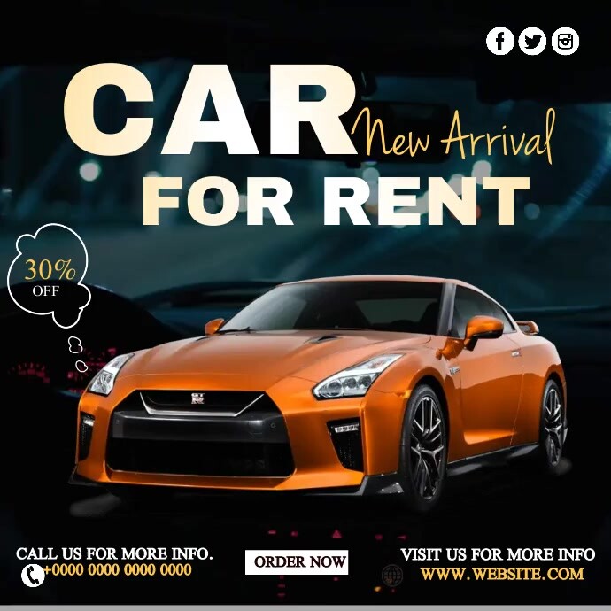 Black Maximalist Car For rent Instagram Post Template | PosterMyWall
