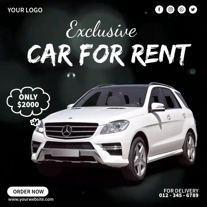 Black Maximalist Car For Rent Instagram Post Template | PosterMyWall