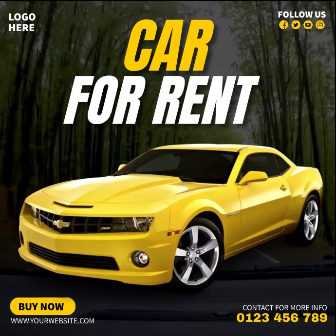 Black Maximalist Car For Rent Instagram Post Template | PosterMyWall