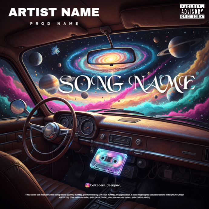 Black Maximalist Car In Space Album Cover Template PosterMyWall