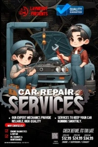 Black Maximalist Car Repair Services  Poster template