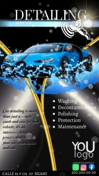 Black Maximalist Car Wash Detailing Flyers  D Affichage numérique (9:16) template