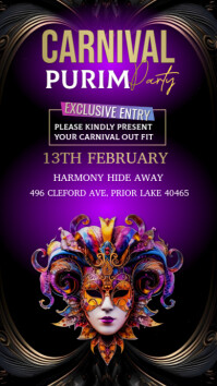 Black Carnival Purim Party Instagram Story Template