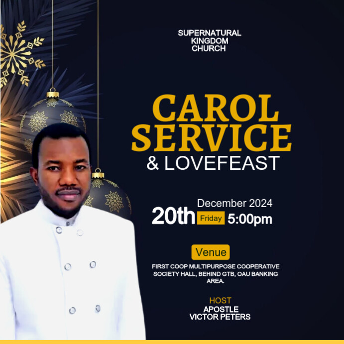 Black Maximalist Carol Service Instagram Post Template | PosterMyWall