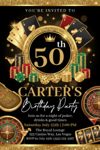 Sort 50th Birthday Party Spanduk 4' × 6' Template