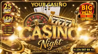 Black Maximalist Casino Night Event Digital Display Video Ekran reklamowy (16:9) template