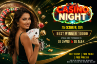 สีดำ Casino Night Event Poster Template