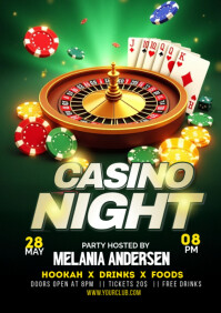 Black Maximalist  Casino Night Flyer  A4 template