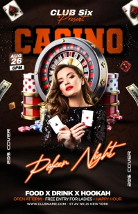 Black Maximalist Casino Night Party Half Page Mezza pagina Wide template