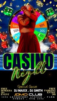 สีดำ Casino Night Digital Display Template