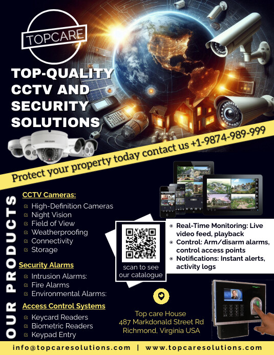Black Maximalist Cctv Security Solutions Busi Flyer (US Letter) template