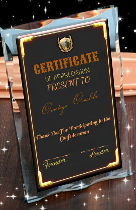 Black Maximalist Certificate Of Appreciate  Tabloid template