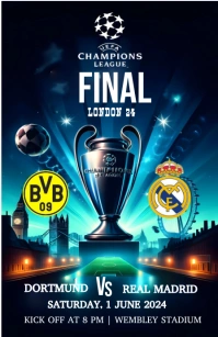 Black Maximalist Champions League Final Flyer Tabloid template