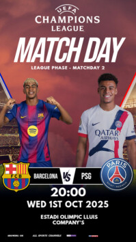 Black Maximalist Champions League Match Barcelona Vs Psg  Instagram Story template