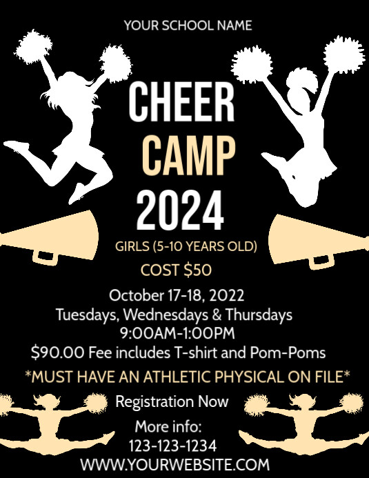 Black Maximalist Cheer Camp Flyer (us Letter) template