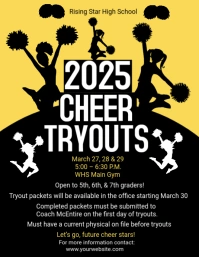 Black Maximalist Cheer Tryouts  Flyer (us Letter) template
