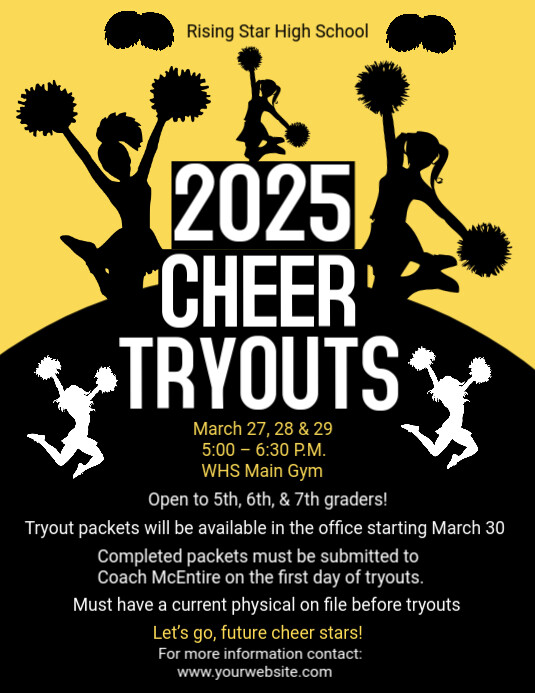 Black Maximalist Cheer Tryouts  Flyer (us Letter) template