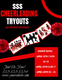 Black Maximalist Cheerleading Tryouts Flyer (us Letter) template