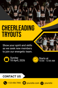 Black Maximalist Cheerleading Tryouts  Poster Plakat template