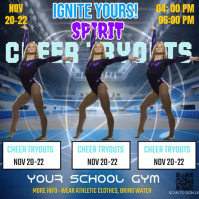 Biru Cheerleading Tryouts โพสต์บน Instagram Template