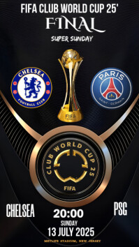 Black Maximalist Chelsea Vs Psg Club World Cup Final  Instagram Story Instagram-Story template