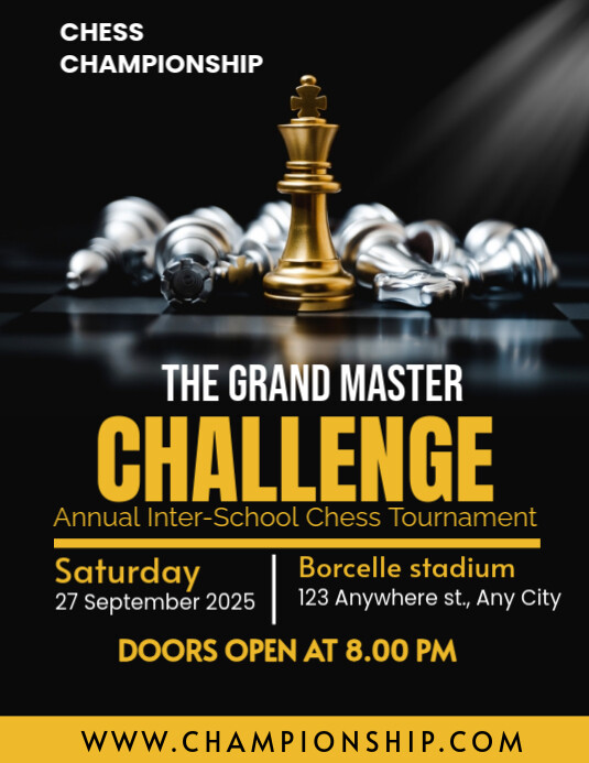 Black Maximalist Chess Championship Flyer (us Letter) template