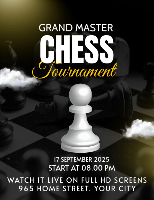 Black Maximalist Chess Championship Flyer (us Letter) Pamflet (VSA Brief) template