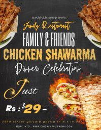Black Maximalist Chicken Shawarma Flyer (us Letter) template