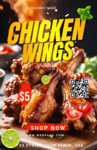 Black Maximalist Chicken Wings Tabloid template