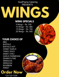 Black Maximalist Chicken Wings Flyer (us Letter) template