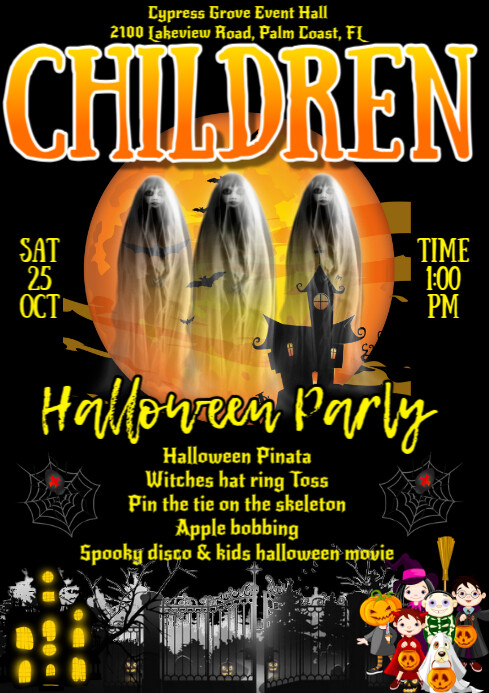 Black Maximalist Children's Halloween Party A4 Template | PosterMyWall