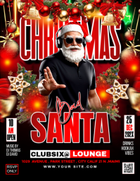 Black Maximalist Christmas Bad Santa Flyer (us Letter) template