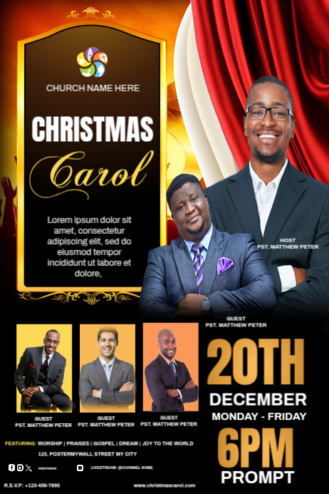 Black Maximalist Christmas Carol Flyer Celebration Template Poster ...