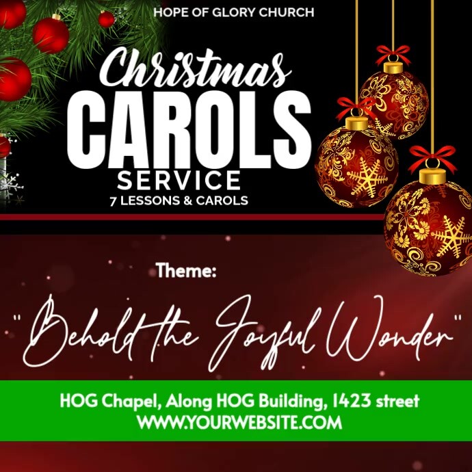 Black Maximalist Christmas Carols Instagram Post Template | PosterMyWall
